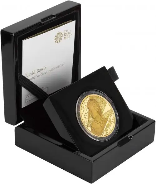 2020 Gold Proof 2 Ounce British Decimal Elizabeth II David Bowie Pound Sterling  Coin Single United Kingdom in Presentation Box