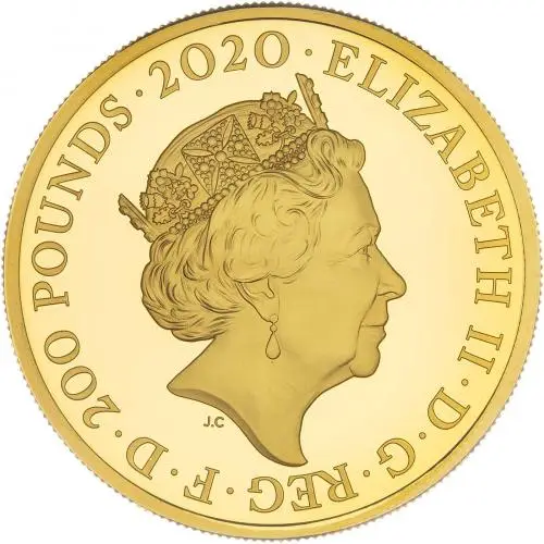 2020 Gold Proof 2 Ounce British Decimal Elizabeth II David Bowie Pound Sterling  Coin Single United Kingdom Obverse