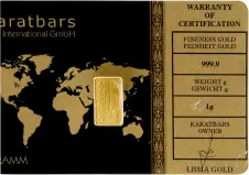 Karatbar 1g Minted Gold Bullion Bar In Card - Pre-Owned