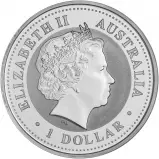 2000 Australian Lunar 'Year of the Dragon' 1 oz Silver Bullion Coin Obverse