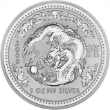 2000 Year of the Dragon Australian Lunar 1 oz Silver Bullion Perth Mint Coin