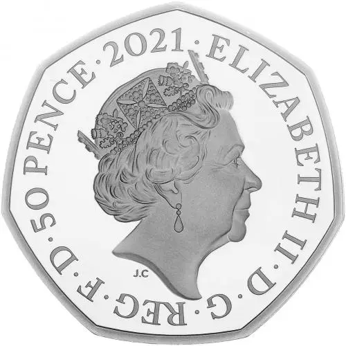 2021 50th Anniversary of Decimal Day Silver Proof Piedfort 50p Coin obverse