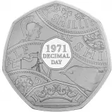 2021 50th Anniversary of Decimal Day Silver Proof Piedfort 50p Coin reverse