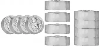 Silver 5 Ounce Stacker Best Value  Rounds Pre-Owned Scottsdale showing interlocking design