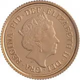 2021 Gold Bullion Ungraded Half Sovereign Elizabeth II  Coin Single United Kingdom The Royal Mint Fifth Portrait Obv