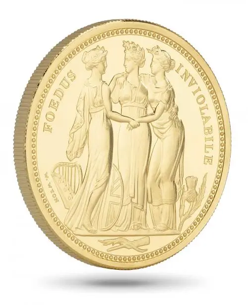 2020 Gold Proof 2 Ounce British Decimal Elizabeth II Three Graces Pound Sterling £200  Coin Single United Kingdom The Royal Mint rim