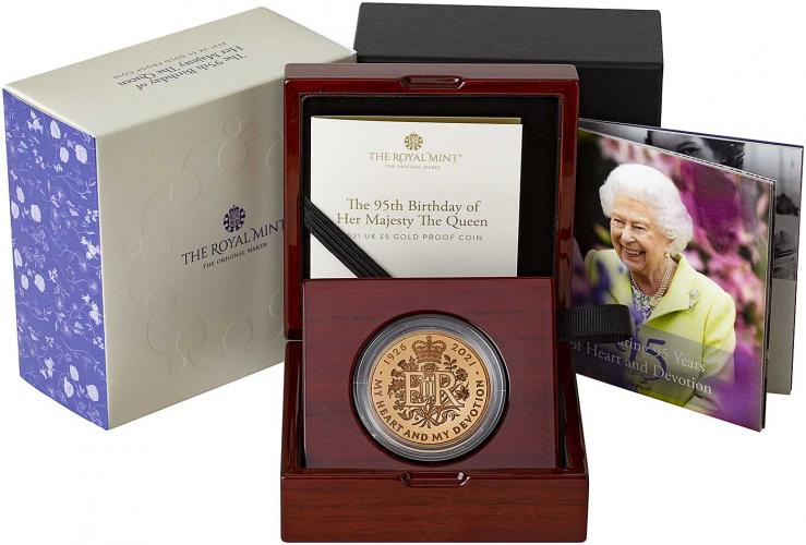 2021 QEII 95th Birthday Gold Proof Five Pound Coin | Chards