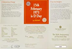 2021 50th Anniversary of Decimal Day - Strike on the Day Gold Proof 50 Pence Coin cert and specs