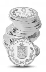 2013 Silver Bullion Ungraded 1 Ounce 8 Doubles Coin Single Guernsey Guernsey Independent Mint stack