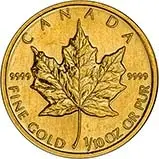 1990 0.1 oz Gold Coin Maple Bullion