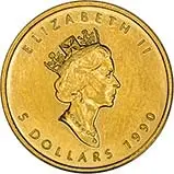 1990 0.1 oz Gold Coin Maple Bullion 24302