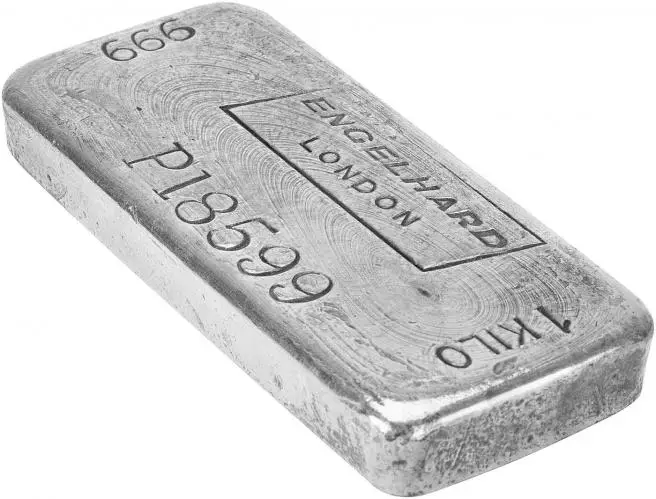 Silver Bullion Ungraded 1 Kilogram  Bar Pre-Owned Engelhard side view