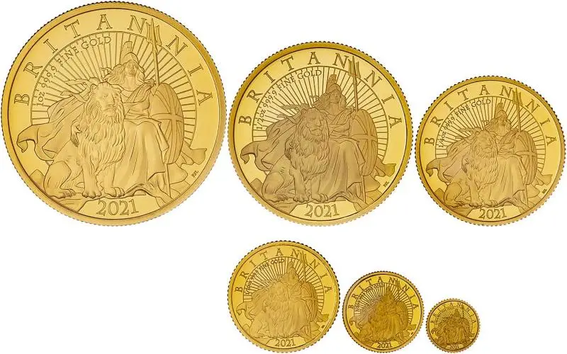 2021 Gold Proof Core Range Britannia 6-Coin Set reverse designs