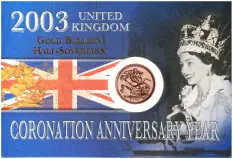2003 Elizabeth II Coronation Half Sovereign Gold Bullion Coin - In Sleeve