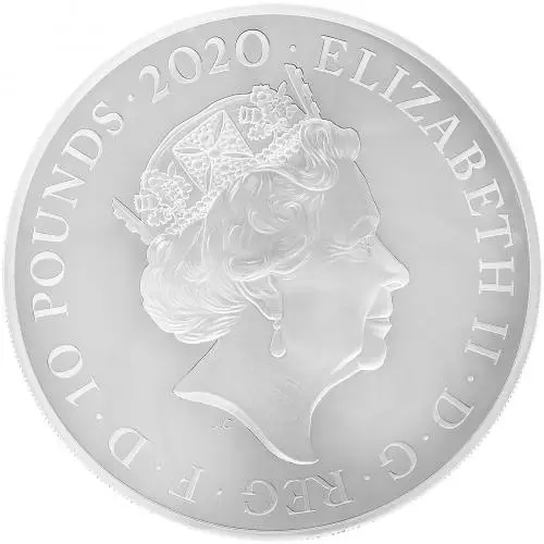 2020 Silver Proof 5 Ounce British Decimal Elizabeth II Three Graces £10 Coin With Box with Cert United Kingdom The Royal Mint obverse