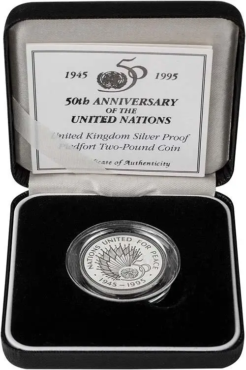 1995 UK Coin £2 Silver Proof Piedfort United Nations