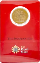 2016 Gold Sovereign Elizabeth II Delhi Mint - India Mintmark in Blister Pack