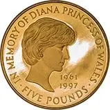 1999 Princess Diana Memorial Gold Proof £5 Coin
