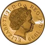1999 UK Coin £5 / Crown Gold Proof Princess Diana Memorial Obverse