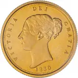 1839 Replica Gold Proof Sovereign Victoria Young Head Shield Coin - In Capsule obverse