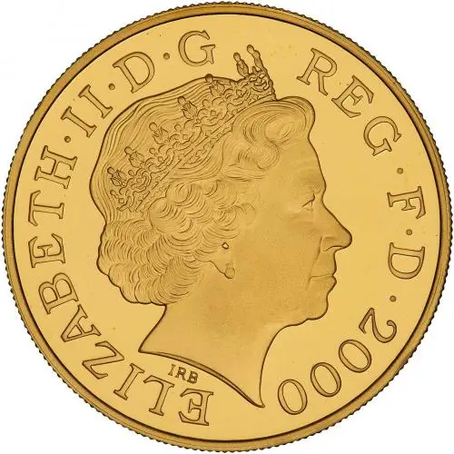 2000 Queen Mother Centenary Gold Proof £5 Coin obverse