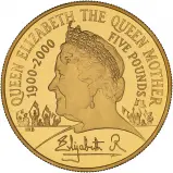 2000 Queen Mother Centenary Gold Proof £5 Coin reverse
