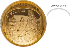 2019 Gold Proof 50th Anniversary Moon landing $5 Coin With Box with Cert PR-70 obverse convex