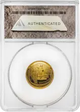 2019 Gold Proof 50th Anniversary Moon landing $5 Coin With Box with Cert PR-70 obverse in slab