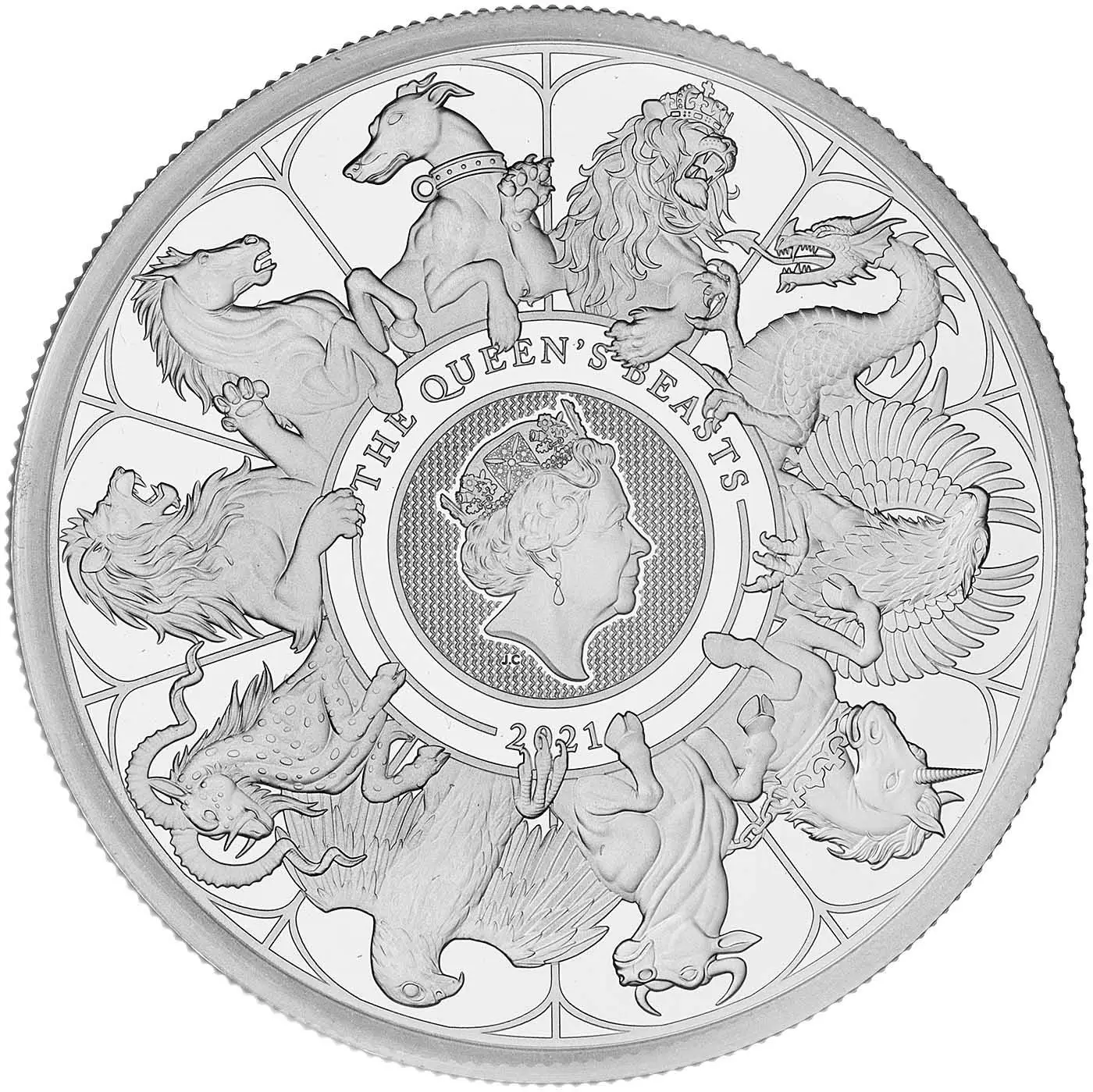 2021 Queen's Beasts Two Ounce Silver Proof Coin Chards