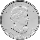 2008 Silver Bullion Ungraded 1 Ounce Maple $5 Coin Single Canada Royal Canadian Mint obverse