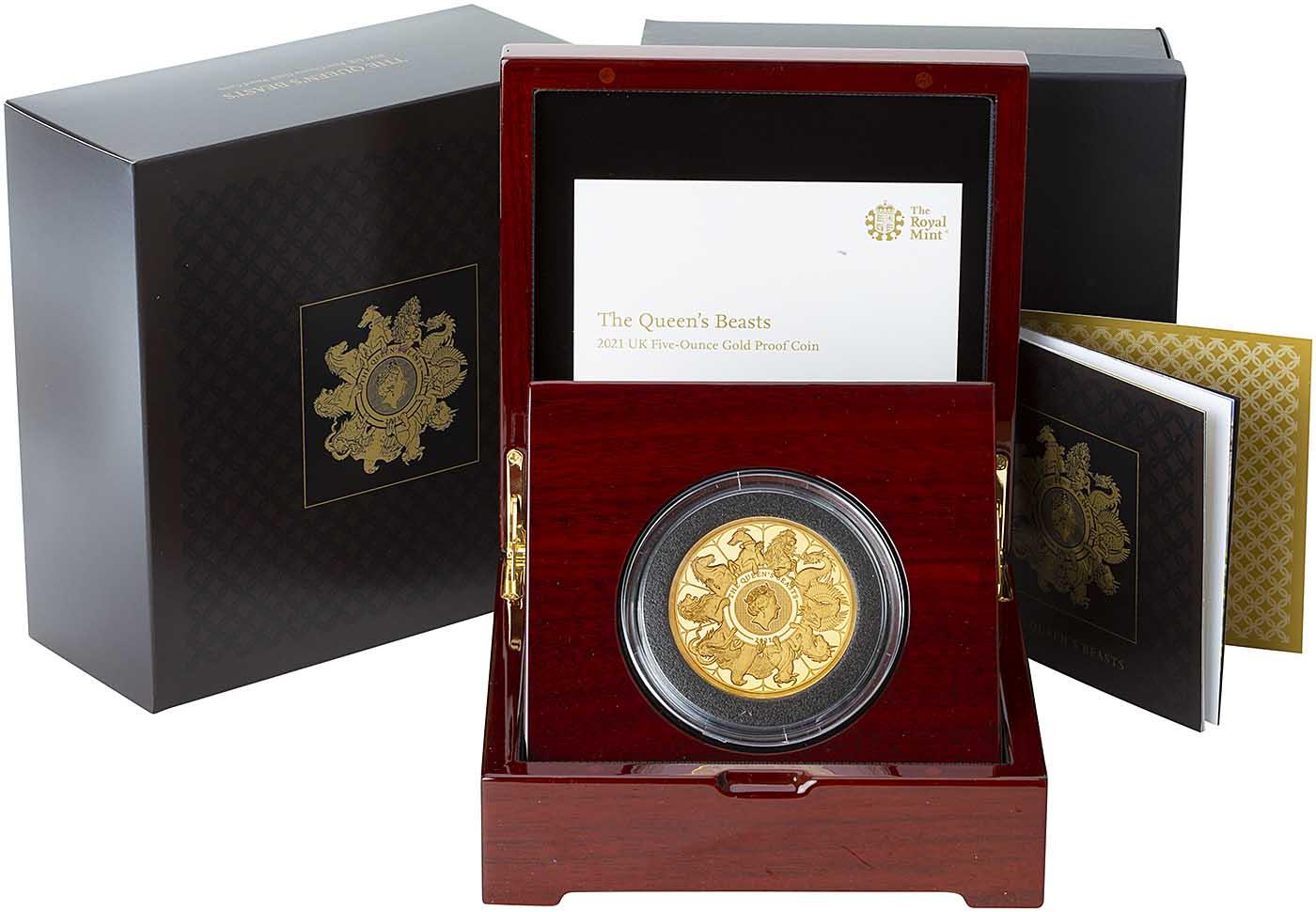 2021 Queen's Beasts 5 Ounce Gold Completer Coin Chards