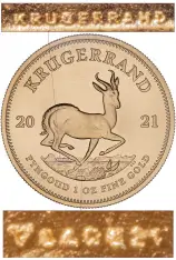 2021 1 oz Gold Krugerrand Bullion Coin obverse security marks