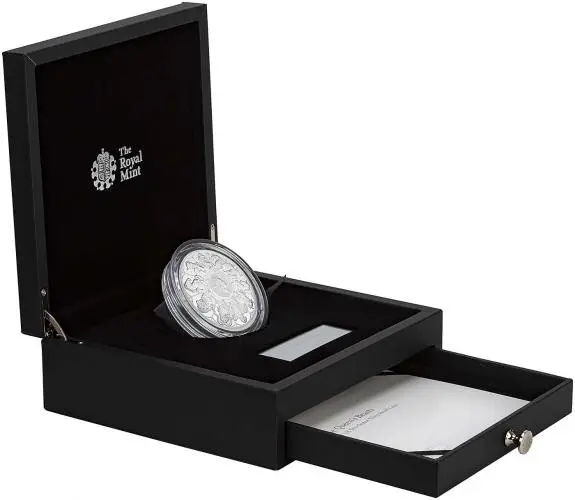 2021 Queen's Beasts 10 oz Silver Proof Coin - Completer Coin side view