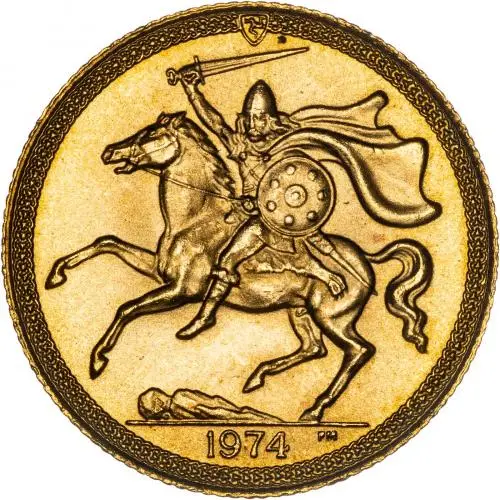 1974 Isle of Man Gold Full Sovereign Elizabeth II Bullion Coin reverse
