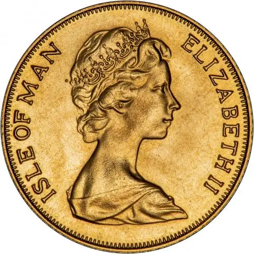 1973 Gold Isle of Man Half Sovereign Obverse