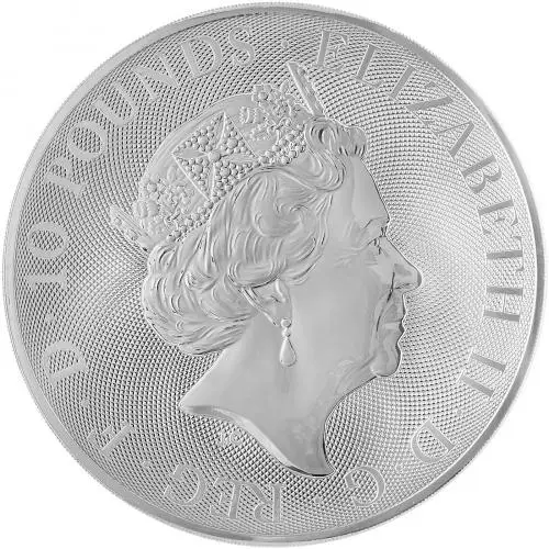 2020 Silver Bullion 10 Ounce Queen's Beasts Yale of Beaufort Coin - Pre-Owned Obverse