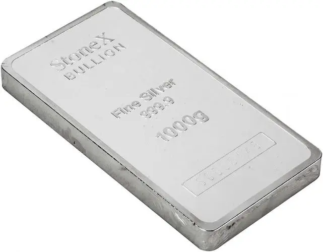 Silver Bullion Ungraded 1 Kilogram  Bar Pre-Owned StoneX rev side view