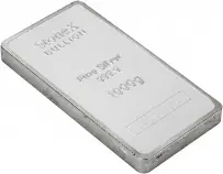 Silver Bullion Ungraded 1 Kilogram  Bar Pre-Owned StoneX rev side view
