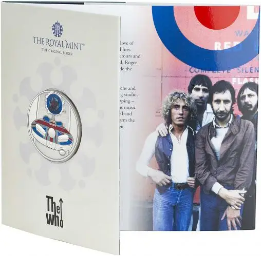 2021 Coloured Base Metal BU British Decimal Elizabeth II The Who Pound Sterling £5  Coin Single United Kingdom The Royal Mint in sleeve