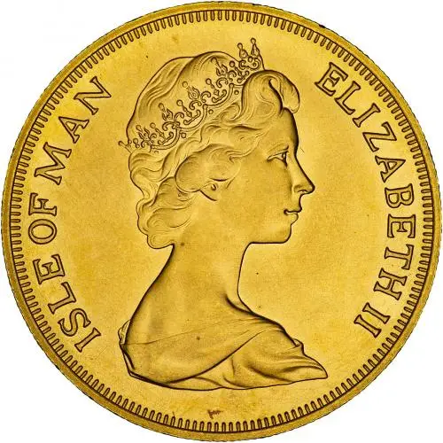 1974 Gold £5  Coin Single Isle of Man obverse
