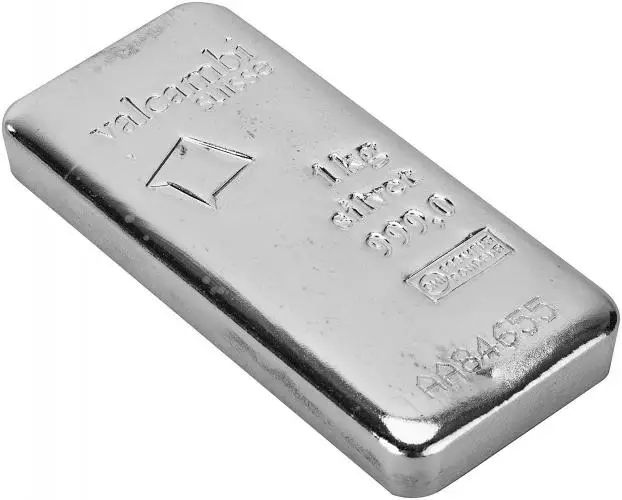 1 Kg Silver Bar Valcambi - Cast side view