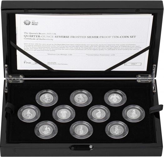 2021 1/4 oz Queen's Beasts 10 Coin Silver Proof Set | Chards