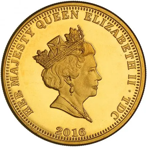 2016 Tristan Da Cunha '90th Birthday of Queen Elizabeth II' Gold Proof Piedfort Sovereign obverse