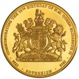 2016 Tristan Da Cunha '90th Birthday of Queen Elizabeth II' Gold Proof Piedfort Sovereign