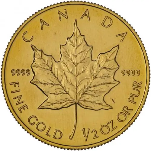 1992 Gold Uncirculated 0.5 Ounce Maple  Coin Single Canada Royal Canadian Mint reverse