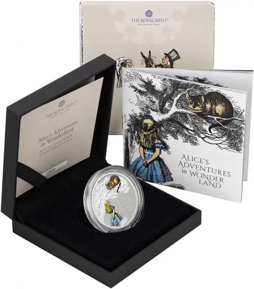 2021 Alice in Wonderland 1 oz Silver Proof Coin side view