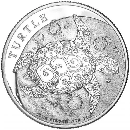 2018 Silver 1 Ounce Turtle 2 Dollar  Coin Single Secondary Market Niue reverse