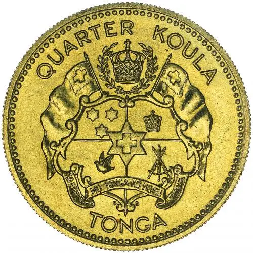 1962 Gold BU Quarter Koula H.M. Queen Salote Tupou III  Coin Single Tonga reverse