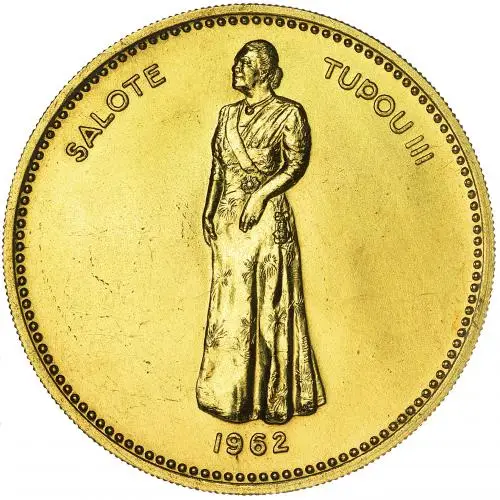 1962 Gold BU Half Koula Salote Tupou III Coin  obverse