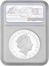 2020 NGC PF-69 Silver Proof 2 Ounce British Decimal Elizabeth II Three Graces Pound Sterling £5 Coin with Cert United Kingdom The Royal Mint obverse